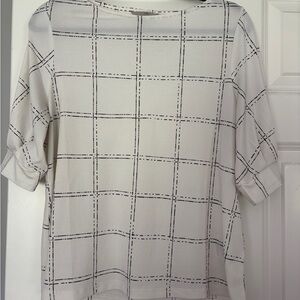 H&M Women's White and Black Checkered Top